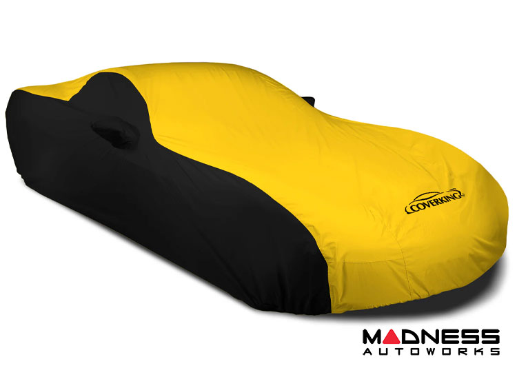 Volkswagen ID. Buzz Custom Fit Vehicle Cover - Stormproof - Yellow w/ Black Sides + Rear Passenger Charger Port Flap